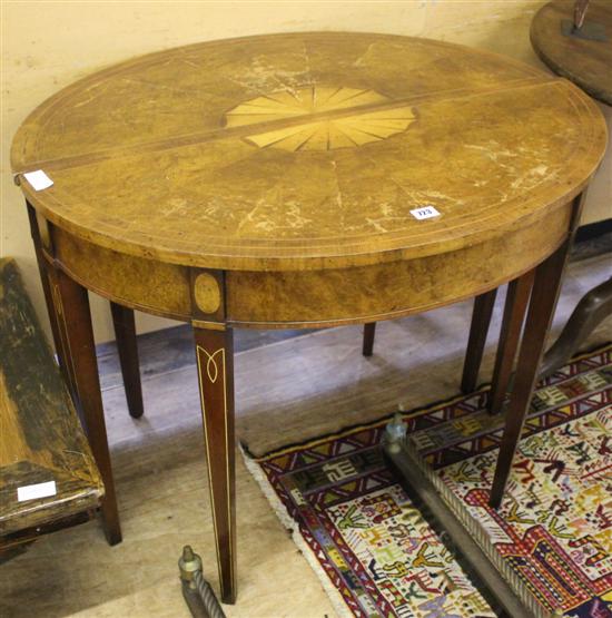 Pair inlaid D-end tables